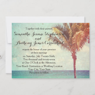 Vintage Effect Beach Wedding Invitation