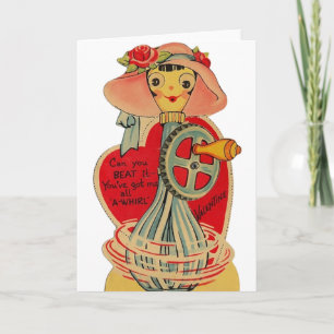 Vintage Egg Beater Valentine Greeting Card