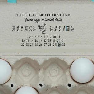 Vintage Egg Laid Date Business Farm Rubber Stamp