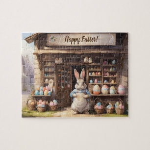 Vintage Egg Market and Easter Bunny Jigsaw Puzzle