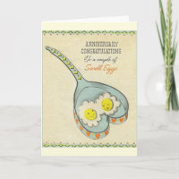 Vintage Eggs Anthropomorphic Anniversary Card