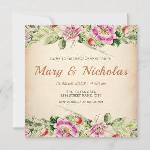 Vintage Eglantine Engagement Party Invitation
