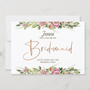 Vintage Eglantine Floral Bridesmaid Proposal Card