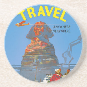 Vintage Egypt Air Travel Advertisement Coaster