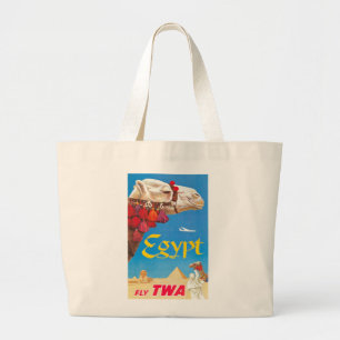 Vintage Egypt Air Travel Advertisement Large Tote Bag