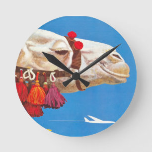 Vintage Egypt Air Travel Advertisement Round Clock