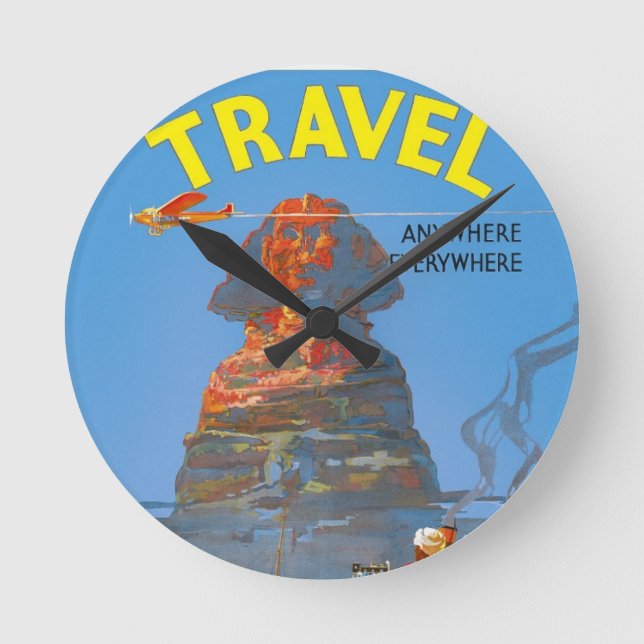 Vintage Egypt Air Travel Advertisement Round Clock (Front)