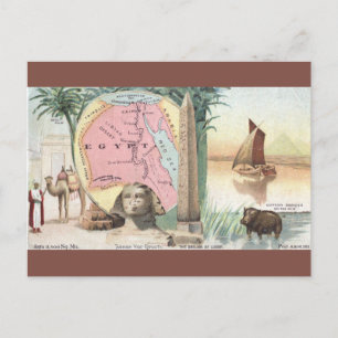 Vintage Egypt Map Postcard