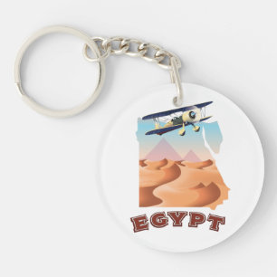 Vintage Egypt Map travel poster Button Key Ring