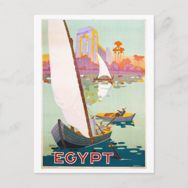 Vintage Egypt Travel Poster Postcard (Front)