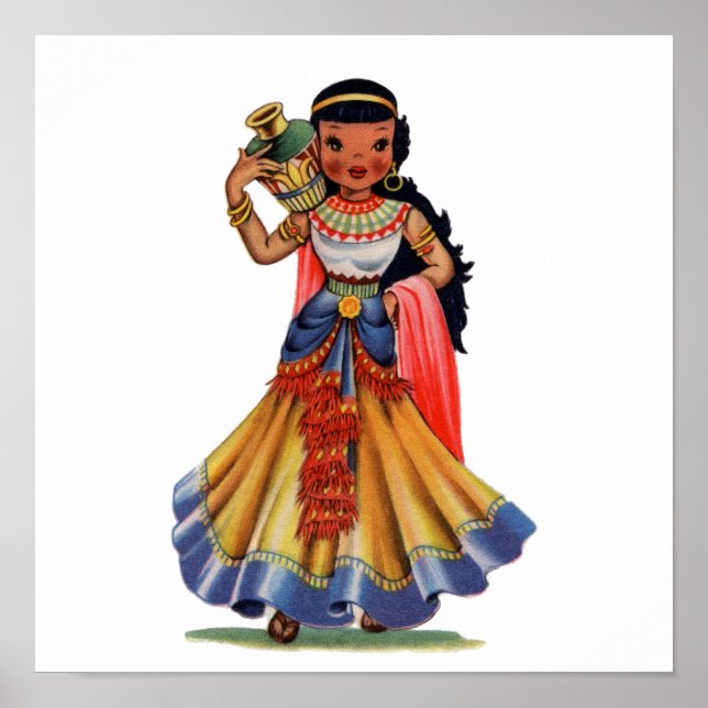Vintage Egyptian girl in traditional dress Poster (Front)