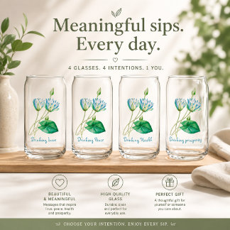 Vintage Egyptian Lotus Flower  Can Glass