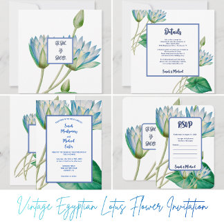 Vintage Egyptian Lotus Flower Invitation