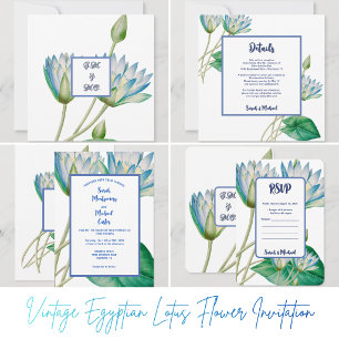 Vintage Egyptian Lotus Flower Save The Date