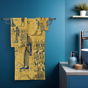 Vintage Egyptian Ornament with Lapiz Lazuli Bath Towel Set