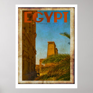 Vintage Egyptian Temple Travel Poster