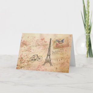 Vintage Eiffel Tower Art Card