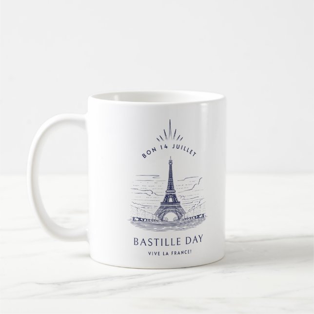 Vintage Eiffel Tower Bastille Day Coffee Mug (Left)