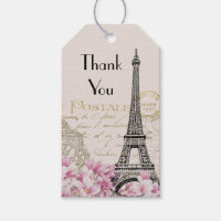 Vintage Eiffel Tower Collage Wildflowers Thank You