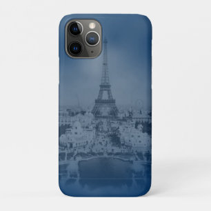 Vintage Eiffel Tower in Blue iPhone 11 Pro Case
