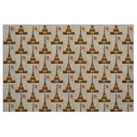 Vintage Eiffel Tower Natural Linen Fabric
