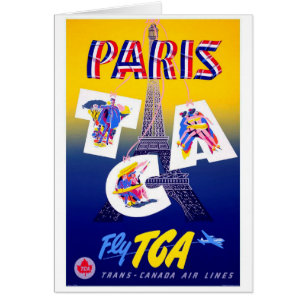 Vintage Eiffel Tower Paris Air Travel Advertising