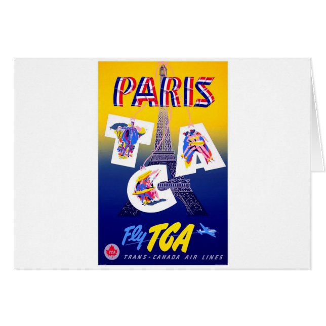 Vintage Eiffel Tower Paris Air Travel Advertising (Front Horizontal)