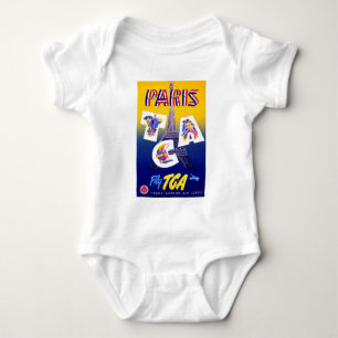 Vintage Eiffel Tower Paris Air Travel Advertising Baby Bodysuit