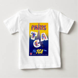 Vintage Eiffel Tower Paris Air Travel Advertising Baby T-Shirt