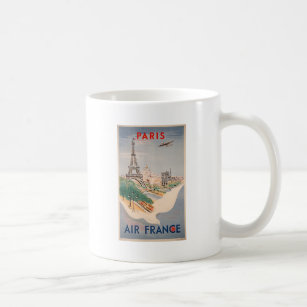 Vintage Eiffel Tower Paris Air Travel Advertising Coffee Mug