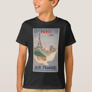 Vintage Eiffel Tower Paris Air Travel Advertising T-Shirt