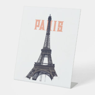Vintage Eiffel Tower Paris Europe Travel Photo Pedestal Sign