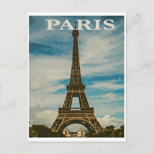 Vintage Eiffel Tower Paris Europe Travel Photo Postcard