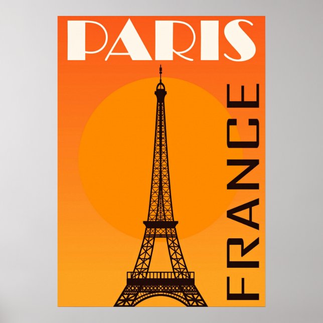 Vintage Eiffel Tower Paris Europe Travel Poster (Front)