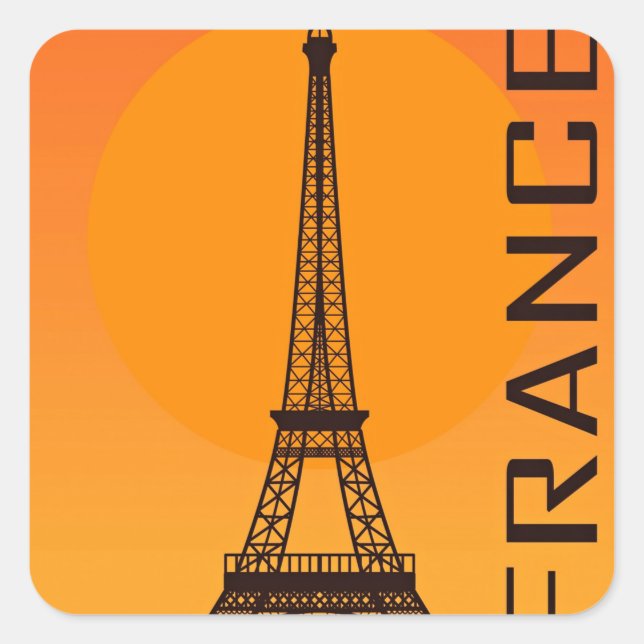 Vintage Eiffel Tower Paris Europe Travel Square Sticker (Front)