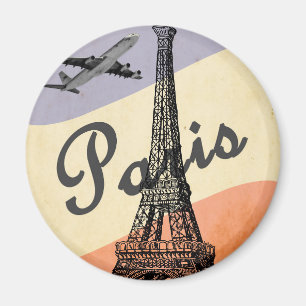 Vintage Eiffel Tower Paris European Air Travel Magnet