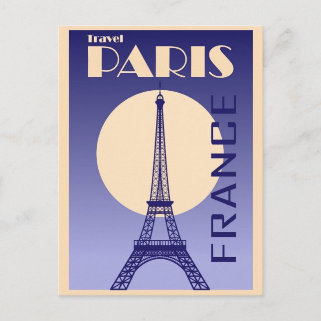 Vintage Eiffel Tower Paris France Retro Postcard (Front)