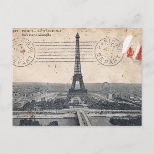 Vintage Eiffel Tower Post Card