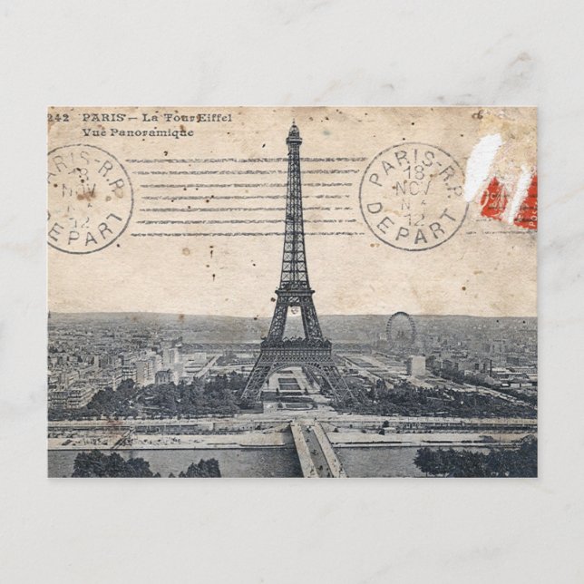 Vintage Eiffel Tower Post Card (Front)