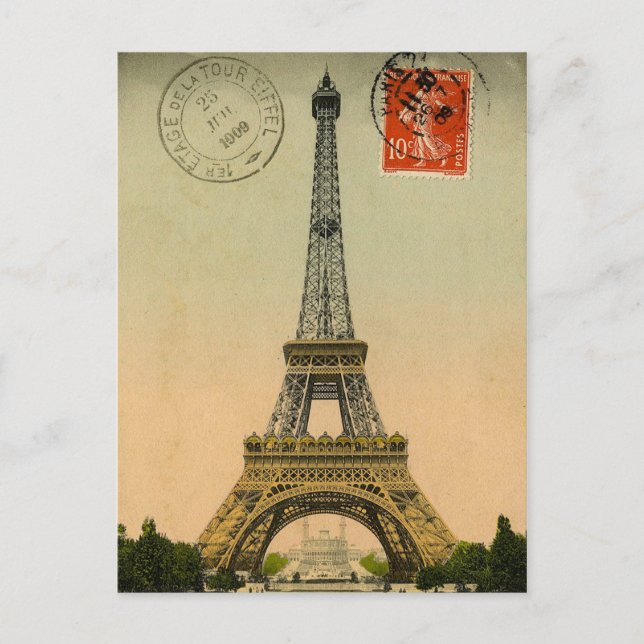 Vintage Eiffel Tower Postcard (Front)