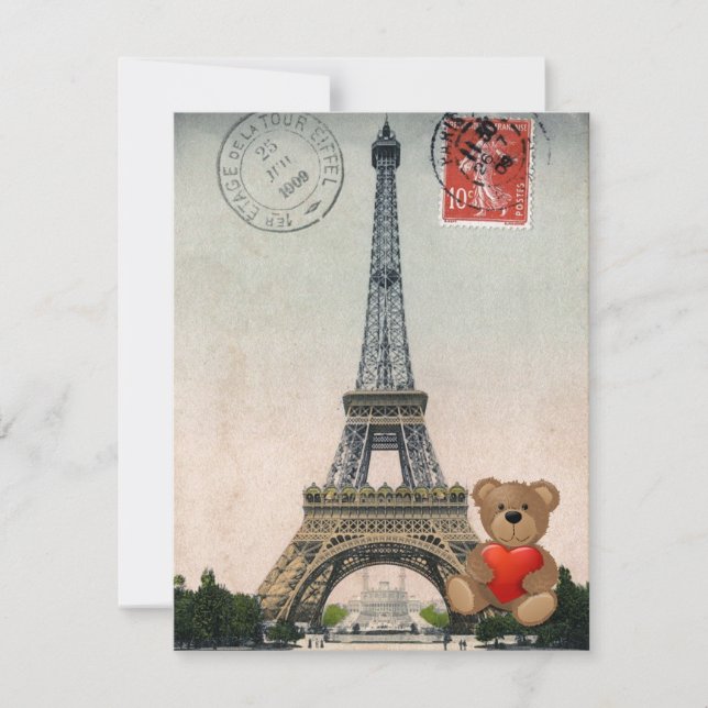 Vintage Eiffel Tower Postcard (Front)