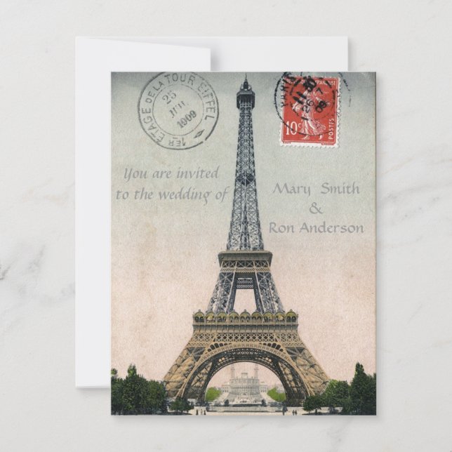 Vintage Eiffel Tower Postcard (Front)