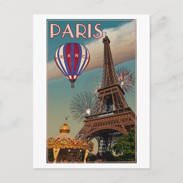 Vintage Eiffel Tower Postcard (Front)