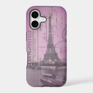 Vintage Eiffel Tower Postcard in Pink iPhone 5