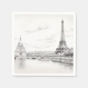 Vintage Eiffel tower, sketch Design Napkin
