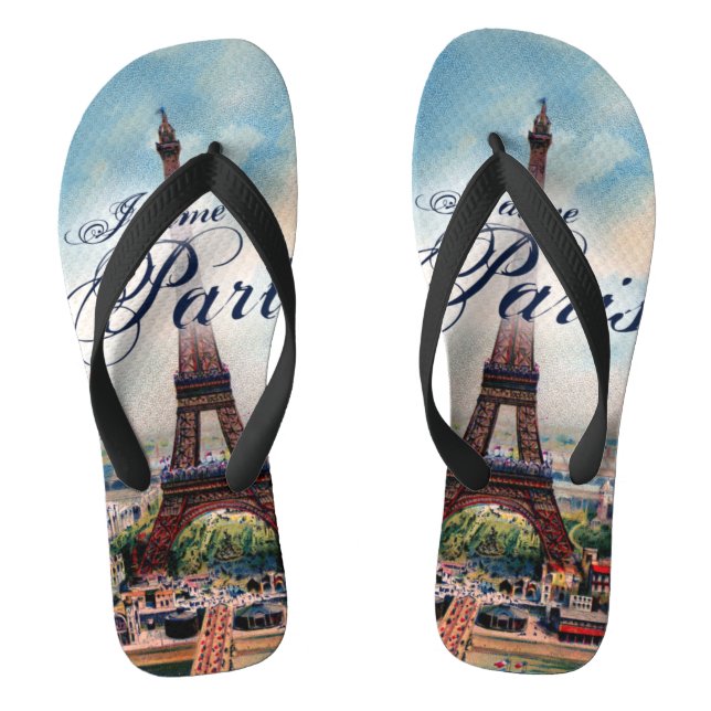 Vintage Eiffel Tower Thongs (Footbed)