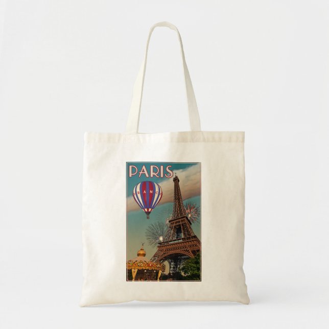 Vintage Eiffel Tower Tote Bag (Front)