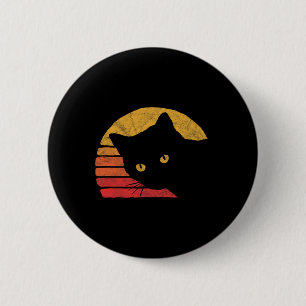 Vintage Eighties Style Cat Retro Distressed Design 6 Cm Round Badge
