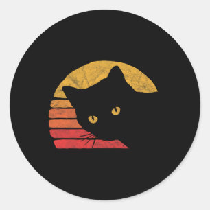 Vintage Eighties Style Cat Retro Distressed Design Classic Round Sticker