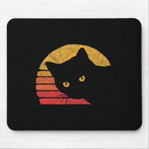 Vintage Eighties Style Cat Retro Distressed Design Mouse Pad